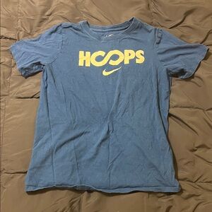 Nike Kids Blue Tee with White Hoops Graphic